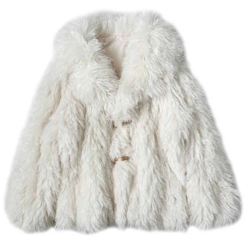 

Furry Outerwear Women Faux Fur Coats Overcoats Turn Down Collar Long Sleeves Single Breasted Thick Jackets 2025 Autumn Winter