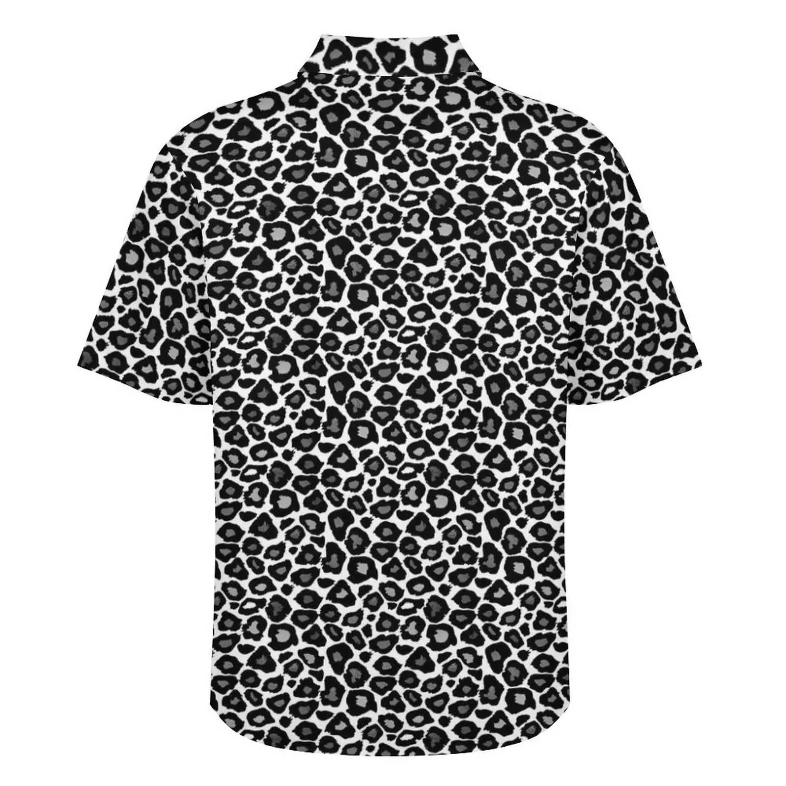 Black White Leopard Hawaiian Shirt Men Beach Animal Print Casual Shirts Short Sleeve Harajuku Graphic Trendy Oversized Blouses