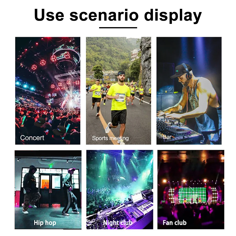 Imagem -04 - Diy Led Light Display Screen Chapéu Matrix Inteligente App Controlado Exibir Sinais Caps Chapéu de Beisebol Bluetooth Hip Hop Festa Cool Decor