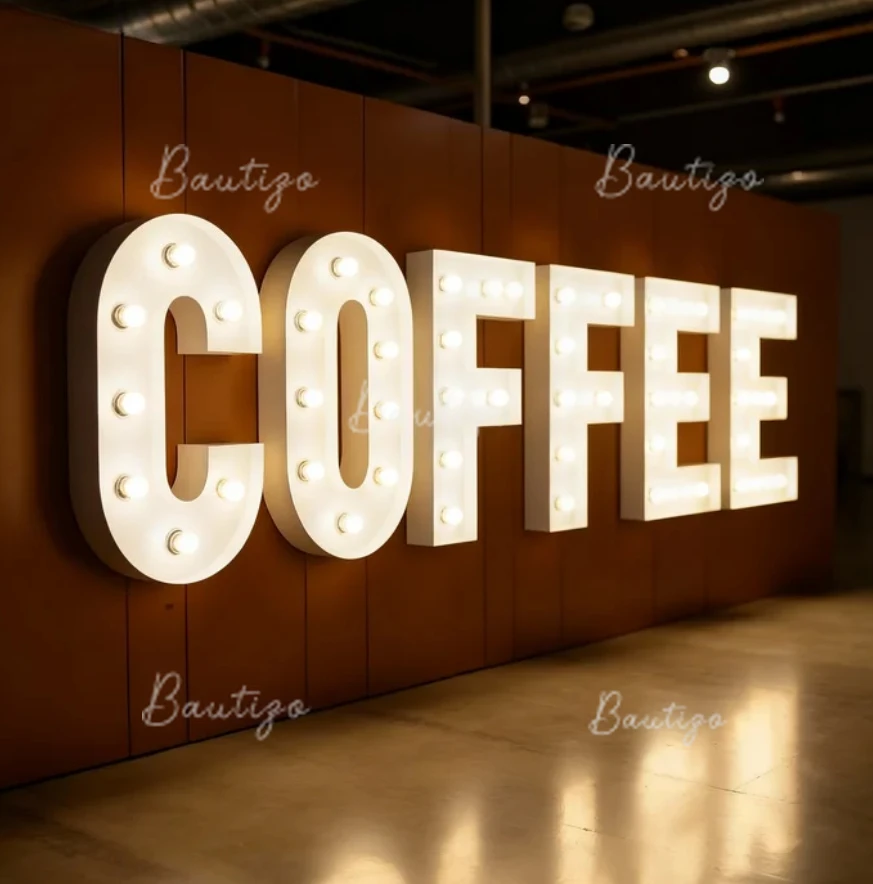 Custom Business Illuminated Signs & Metal Vintage Light Bulb Letters Marquee Sign – Perfect Decor for Shop, Restaurant