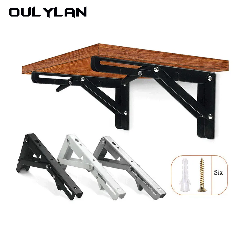 

Oulylan 2pcs Folding Shelf Brackets Heavy Duty Stainless Steel Collapsible Shelf Bracket for Table Work Space Saving DIY Bracket