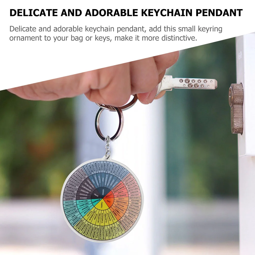 2 Pcs Psychological Emotional Key Wheel Keychain Feeling Decor Feelings Ring Portable