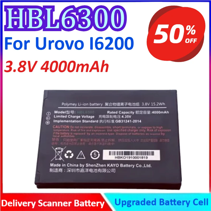 

HBL6300 3.8V 4000mAh Delivery Scanner Battery For Urovo I6200 RFID DATA COLLECTION High Quality