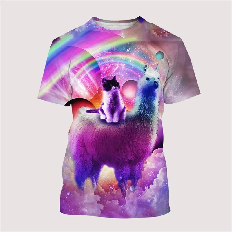 Fashion Cute Sloth 3D Printing T-Shirt Men Alpaca Dinosaur Animal Short Sleeves Unisex Casual Summer Tops Round Neck Tee Shirts