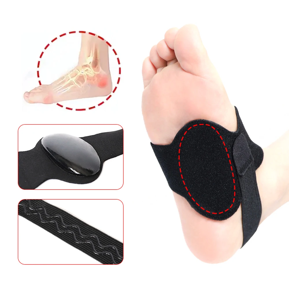 1pc Arch Support Braces for Plantar Fasciitis Relief, Adjustable Compression Bands with Gel Pad Orthotics Inserts for Feet Flat