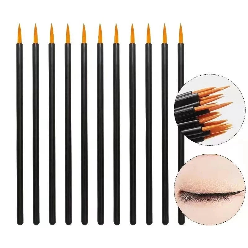 100PCS Eyeliner Brushes Long Thin Tip Applicator Eyeliner Wand Women Makeup Brush Cosmetic Disposable Supplies