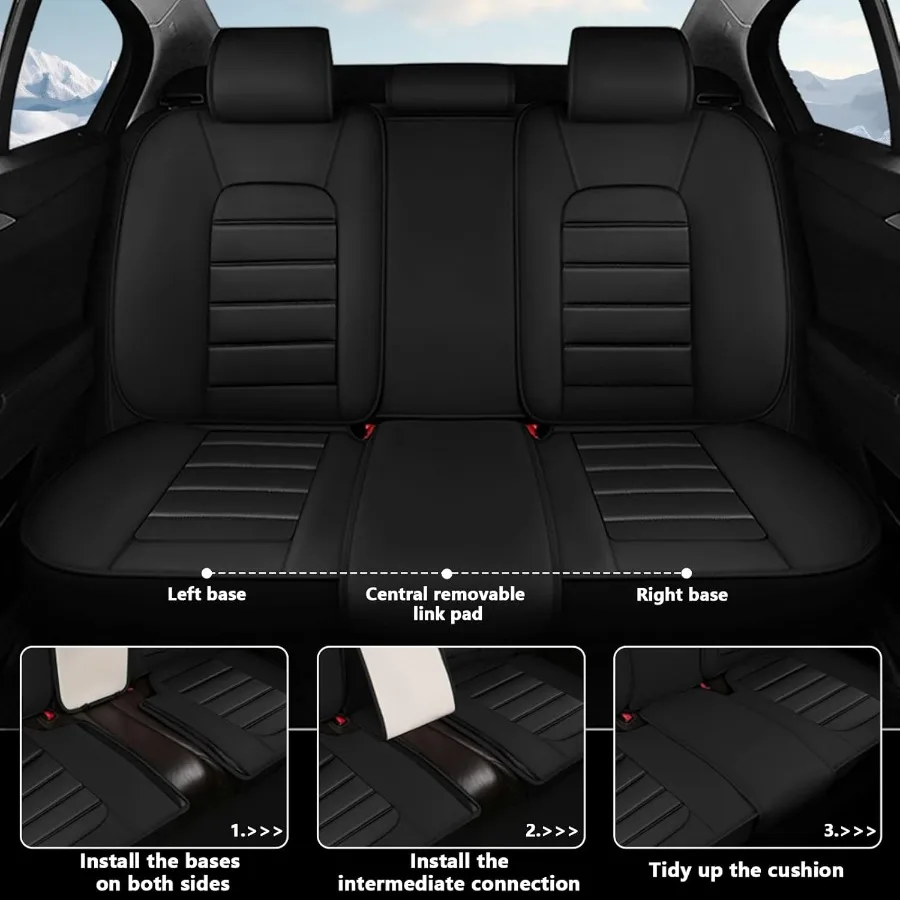 أغطية مقاعد جلدية فاخرة مكونة من 5 مقاعد سوداء مقاومة للماء ومقاومة للبقع لسوبارو Crosstrek 20162026 مقعد تغطية كاملة Pro
