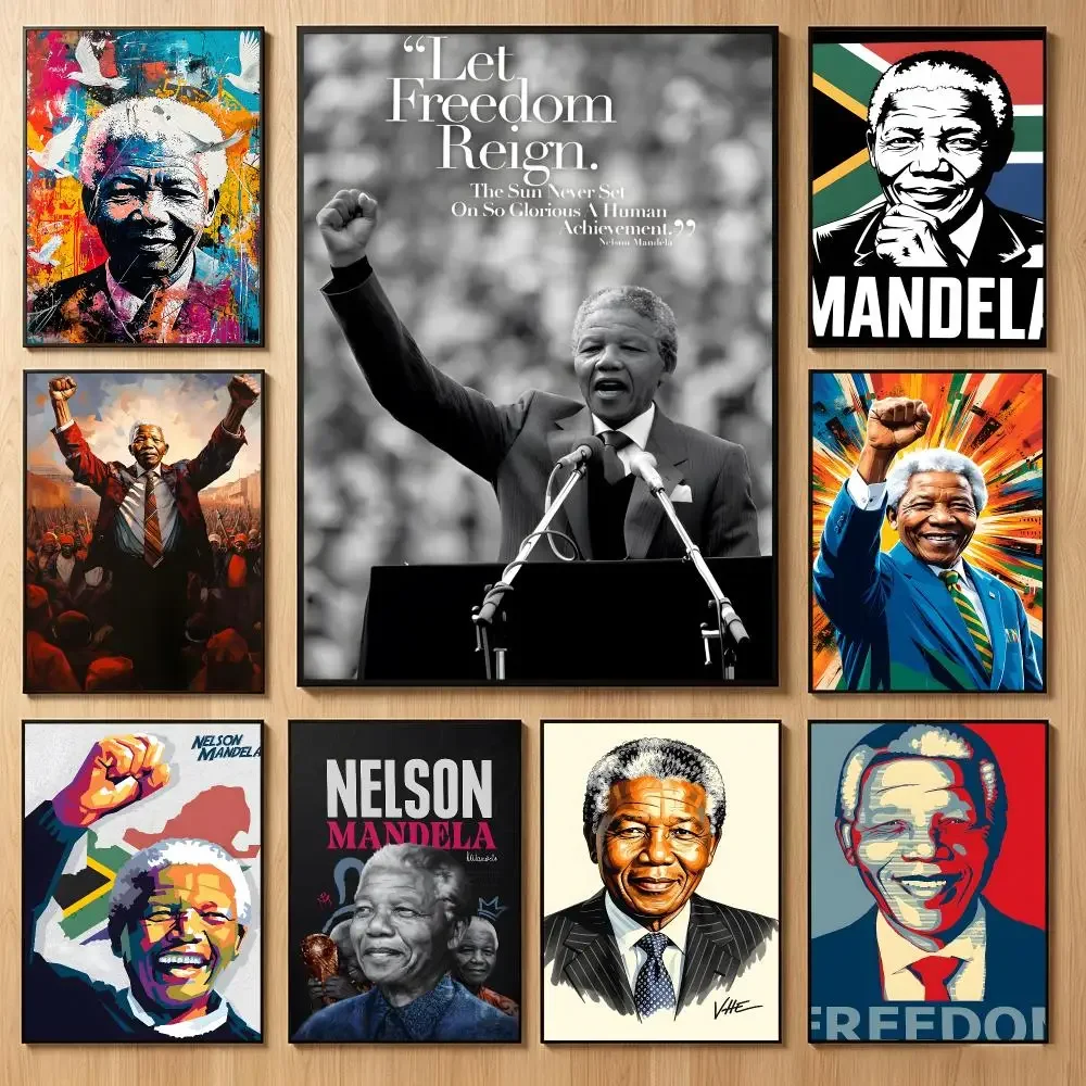 Respected Publicfigure N-Nelson Mandela Poster Classic Self-Adhesive PP Wall Sticker for Living Room Bar Decor Gift