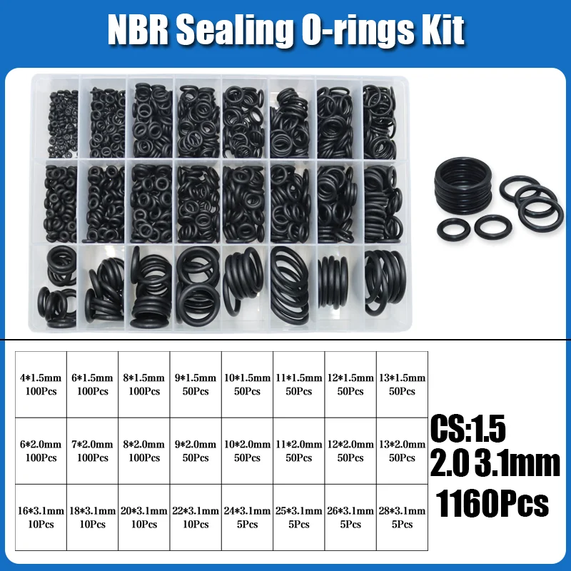 O-Ring NBR Dichtungsscheibe Sanitär Dichtung Dicke 1/1,5/2,0/2,4/3,1/4,0 Nitril-Butadien-Gummi Abstandshalter Ölbeständigkeit Oring Kit – Detail 11