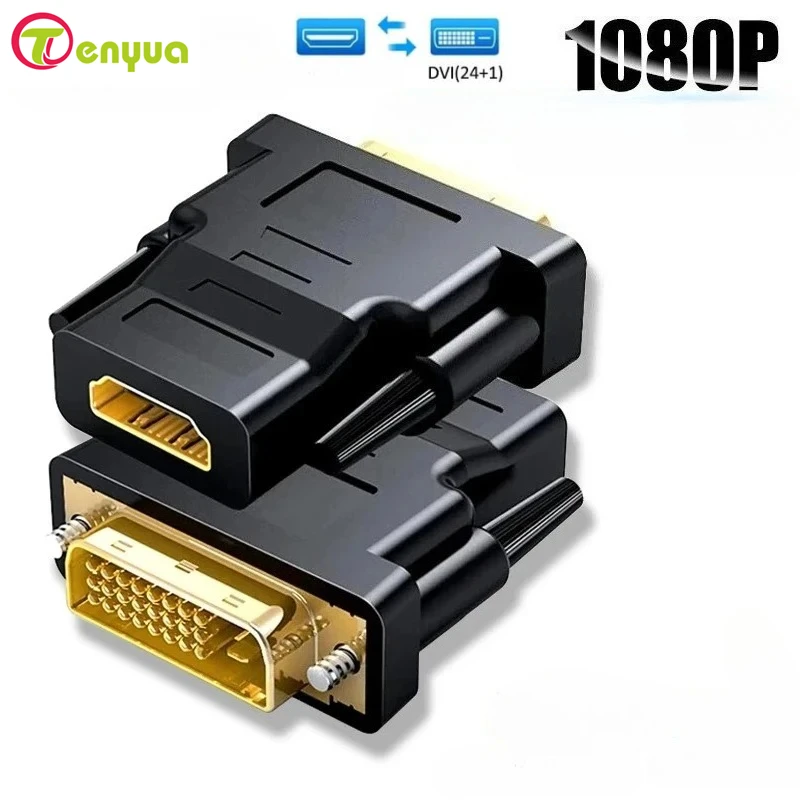 1080P DVI to HD-Compatible Cable Adapter DVI Male to Female Bi-directional Connector Converter for PS3 Projector Laptop TV Box