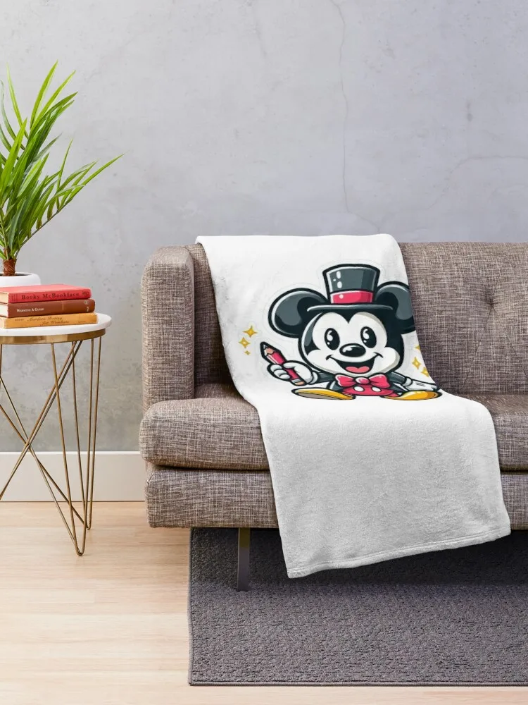 Dapper Mouse with Pencil Sticker Throw Blanket For Sofa Thin Tourist Extra Large Throw Blankets