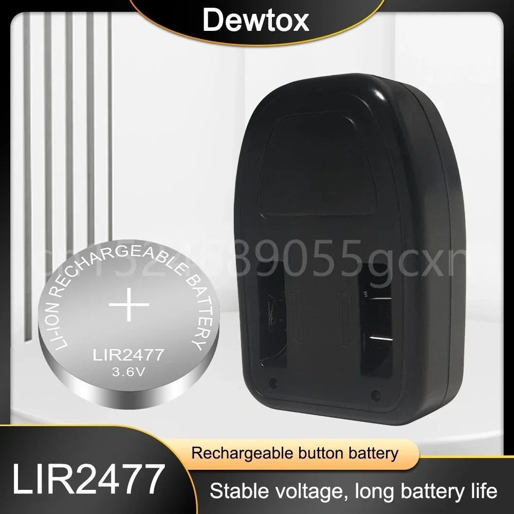 LIR2477 3.6V 200mAh lithium Rechargeable Batteries Replaced CR2477 For Remote Control Watch Button Coin Cell + 2-Slot Charger