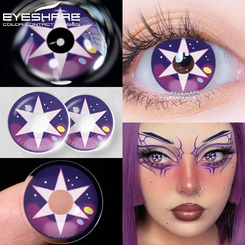 EYESHARE Farbkontaktlinsen, 1 Paar, bunte Kontaktlinsen für Augen, Anime, Cosplay, Kontaktlinsen, Halloween, farbige Augenlinsen