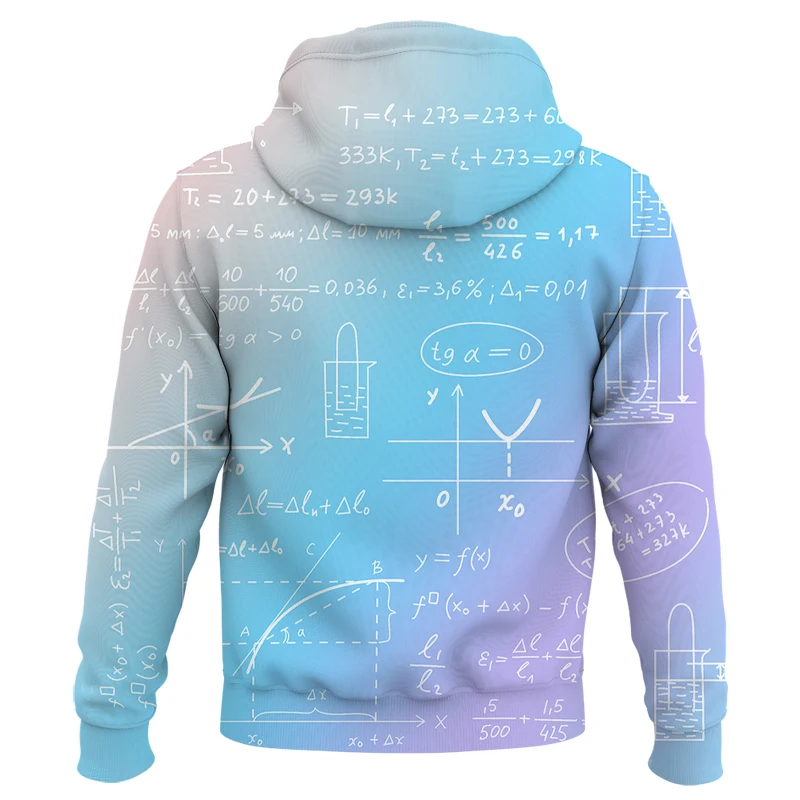 New Casual 3D mathematical formula Zipper Hoodies Men Women Children Fashion Casual Printed Sweatshirt Streetwear Hooded Tops