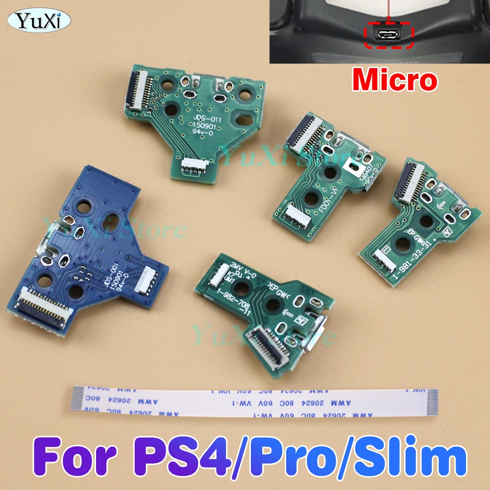 

For PS4 Pro Slim USB Micro Charging Board Port Jack Socket 12Pin 14Pin Flex Ribbon Cable Kit For JDM JDS-001/011/030/040/050/055