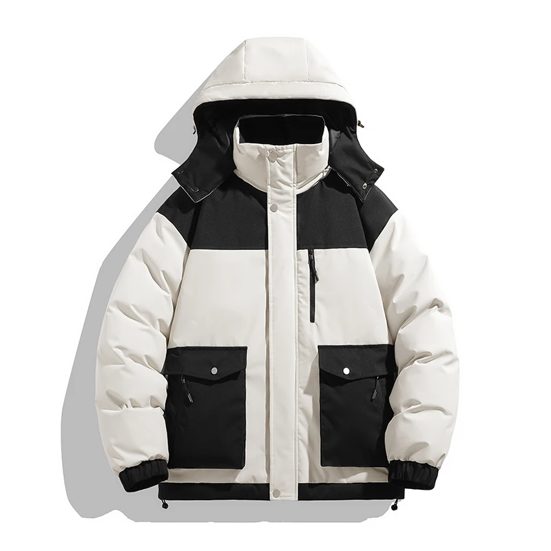 

Fashion Winter Men's Warm Parkas Casual Hooded Cotton-Padded Jackets Outdoor Loose Down Coats Windproof Thick Tops Clothing
