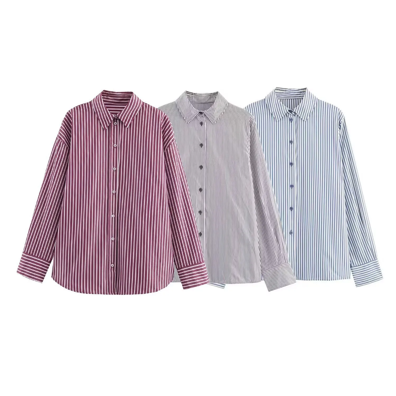 

Простой стиль, модная повседневная модная полосатая драпированная рубашка