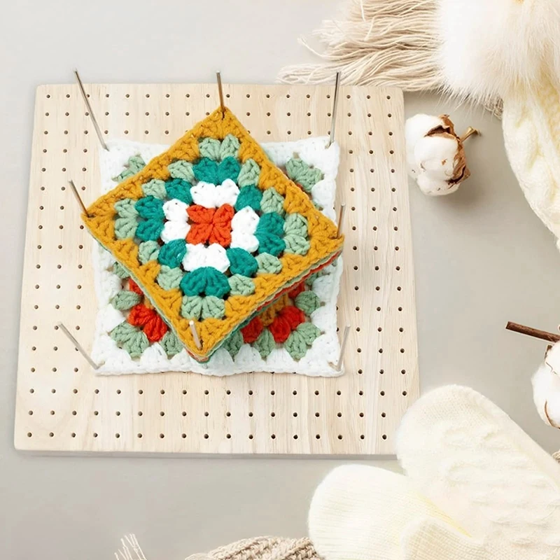 Wooden Crochet Blocking Board Reusable Handcrafted Knitting Blocking Mat Set Stand Square Blocking Board Easy Install