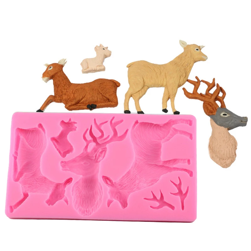 Christmas Elk Fondant Tools Silicone Mold For Baking Of Cake Decorating Kitchen Accessories Bakery Mug Sugar Craft Paste