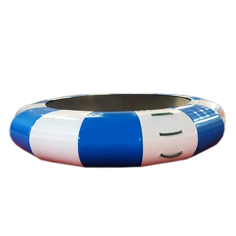 Inflatable water play equipment trampoline combo with launch slide for park