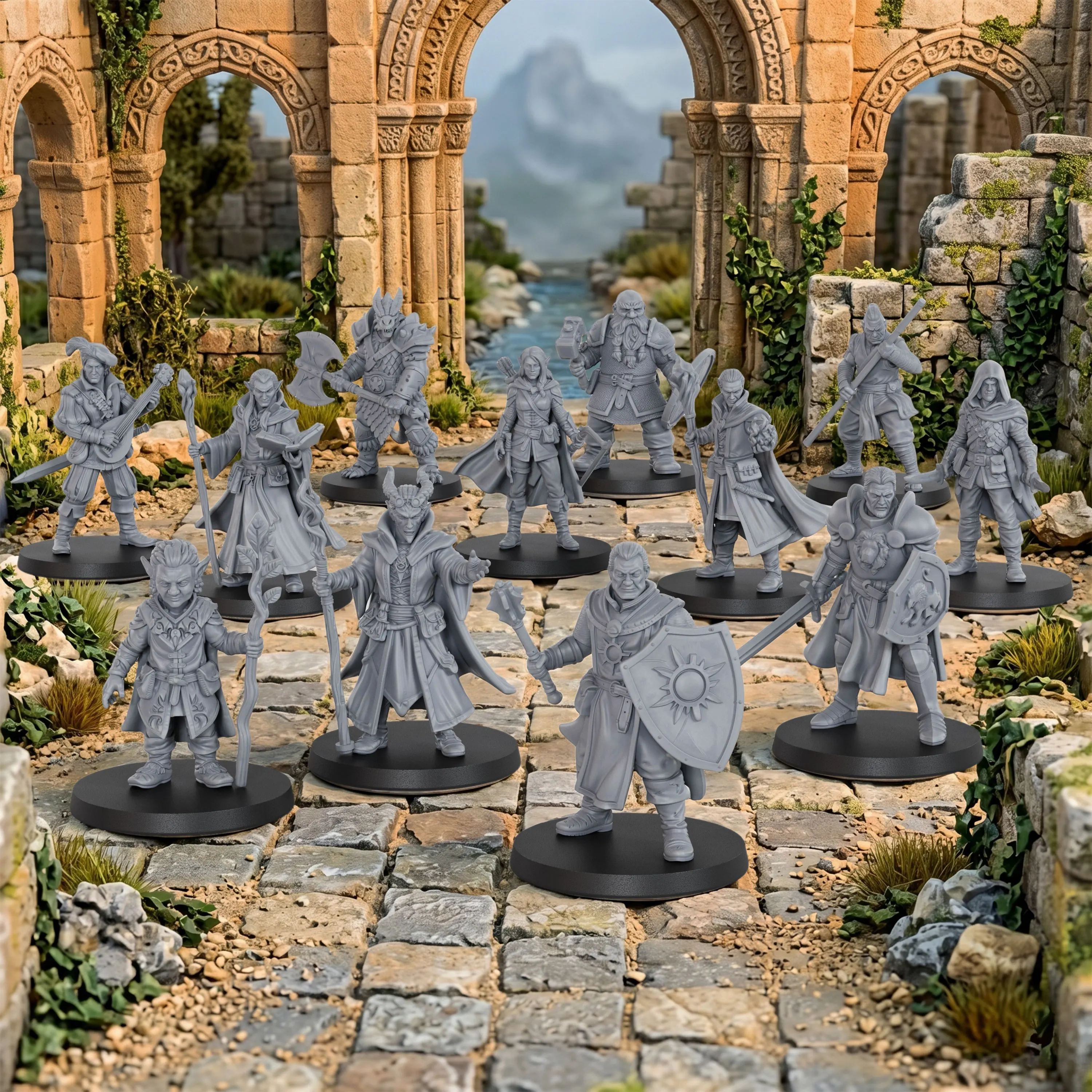 Heroes Mini Set 25mm/1:64 Scale, Vivid RPG Adventurer Models, TTRPG Fantasy Theme Accessory, Suitable for Multiple Scenarios