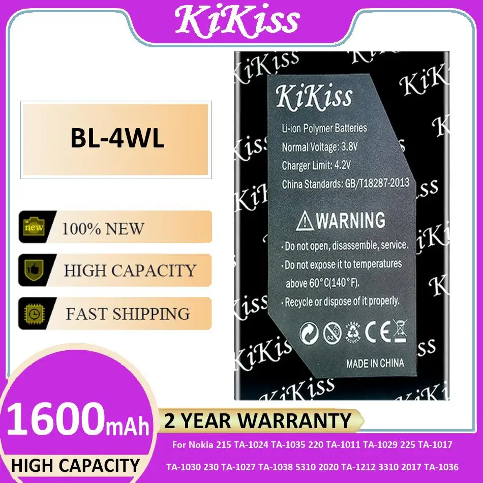 Batería premium de reemplazo BL-4WL HE330 HE319 de 1600-4900mAh para Nokia 3, 215, TA-1038, 5310, 2017, 2020 2