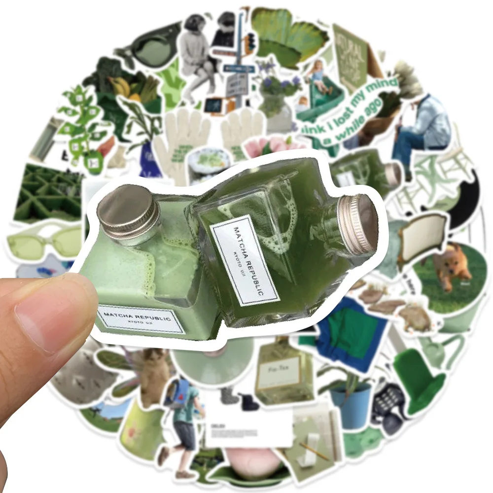 

62PCS Cute Green Cartoon Stickers INS Style Graffiti Decals Decoration Scrapbook Laptop Fridge Bike DIY Kids Sticker Toys Gifts