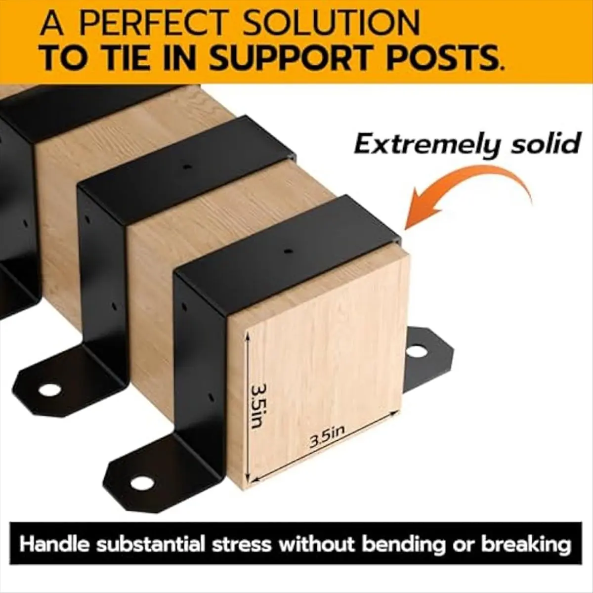 TOP RATED~4pcs Strap Post Ties Black Deck Fence for 4x4in Post U Bracket,Can Be Fence Post Brackets for Metal Posts to Wood