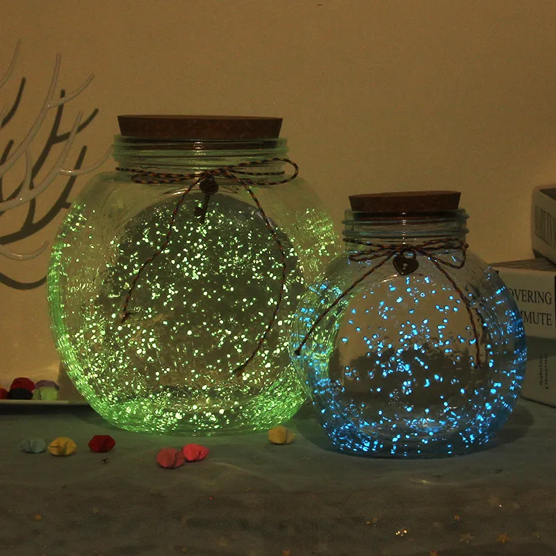 Luz Nocturna en Botella de Vidrio, Botella de los Deseos con Cielo Estrellado, Botella Decorativa Hueca, DIY Origami, Amor, Mil Grullas de Papel, Tarro de Almacenamiento, Regalo