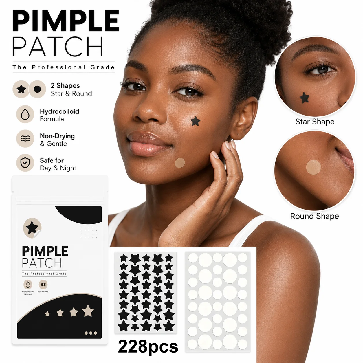 228 Count Patches, for Facial Coverage, Conceals, Blocks Dust, Powder-Proof, Sweat-Proof, for Decoration, Photos, and Parties, F