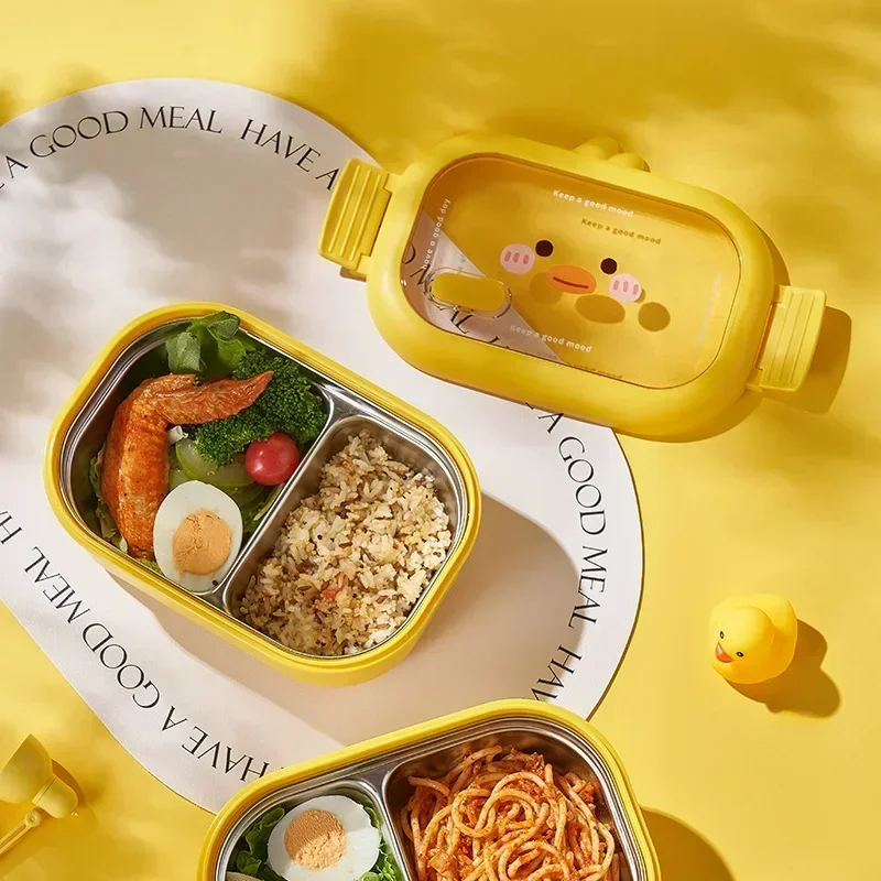 Stainless Steel Lunch Box Kids School Bento Box Kids Sealed Portable Food Container Separate Heatable Lunchbox Kitchen JJ3006