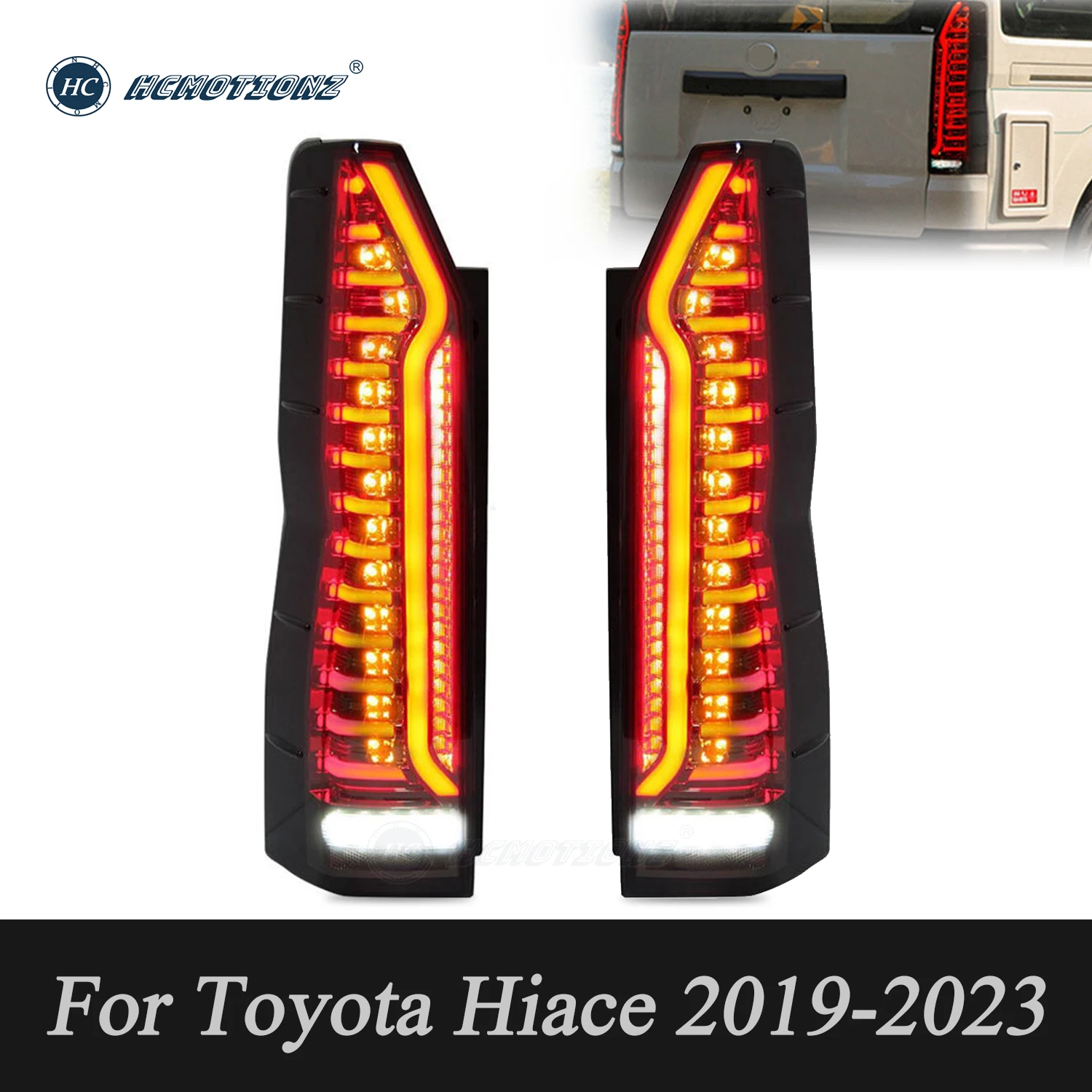 

HCMOTIONZ LED Tail Lights For Toyota Hiace 6th H300 2019-2023 GranAce Commuter Majesty Granvia Quantum Car Back Lamps Assembly