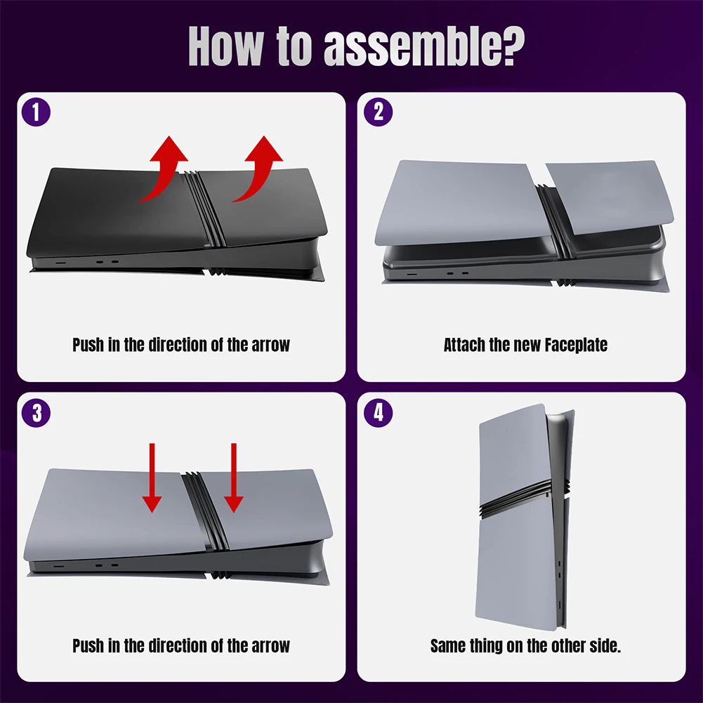 غطاء وحدة التحكم بلوحة الوجه المضادة للخدش البلاستيك قشرة صلبة لوحة جانبية شل غطاء حماية لقرص PS 5 Pro/الإصدار الرقمي