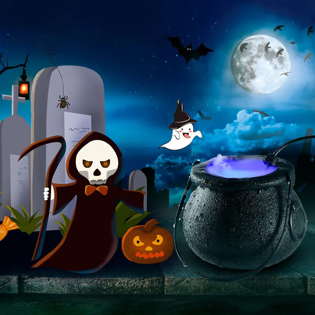 1pcs Color Changing Mist Maker Fogger Water Fountain Humidifier Us Plug For Party Prop Halloween Smoke Machine Frosted Jar