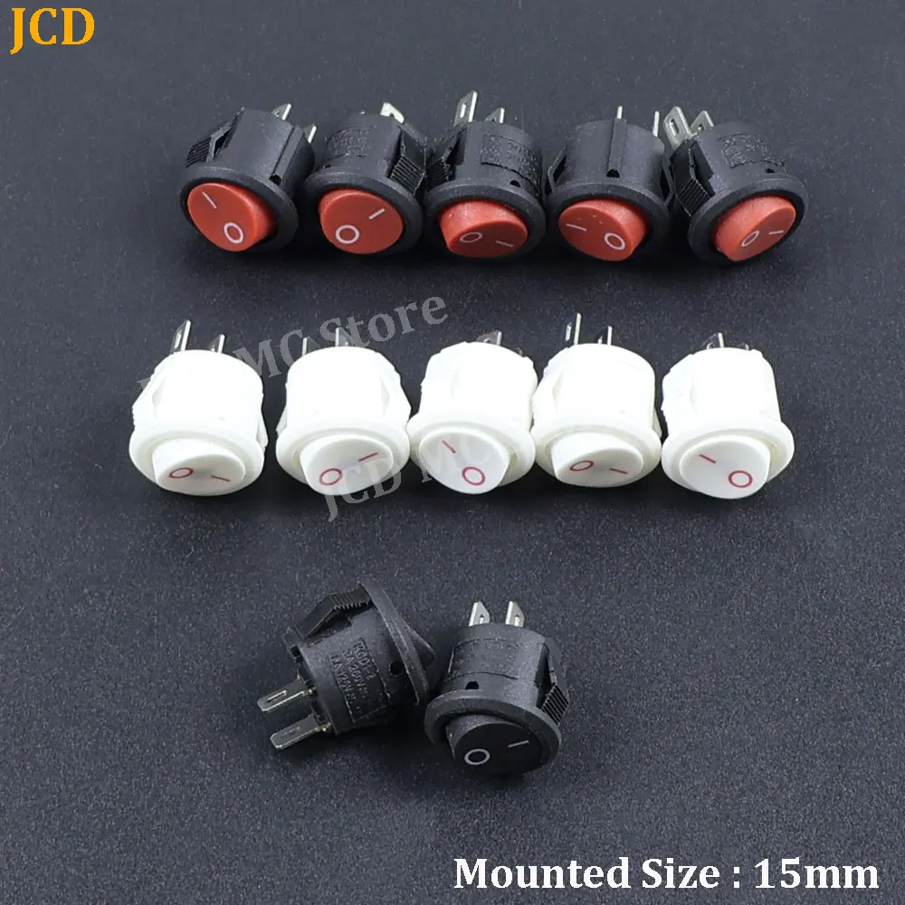 2/5/10/20 PCS Diameter 16 MM Red White Black 2 Pin MINI ROUND Push Button Rocker Switch ON/OFF Boat Power Switches 3A/250V 6A/12