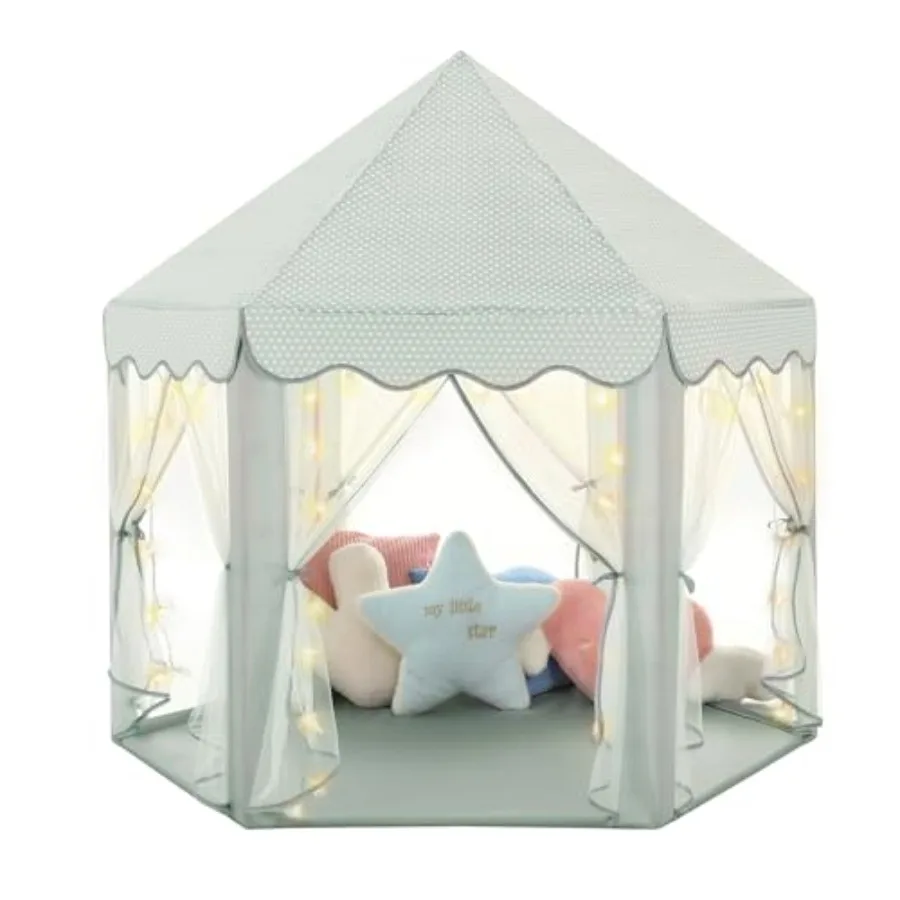 

Princess Tent Girls Celadon Large Playhouse Castle Play Tent with Star Lights Gift Toy for Indoor and Outdoor Games, 55'' x 53'