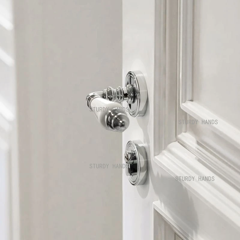 1 set of ceramic handle silent door lock indoor bedroom French light luxury split lock