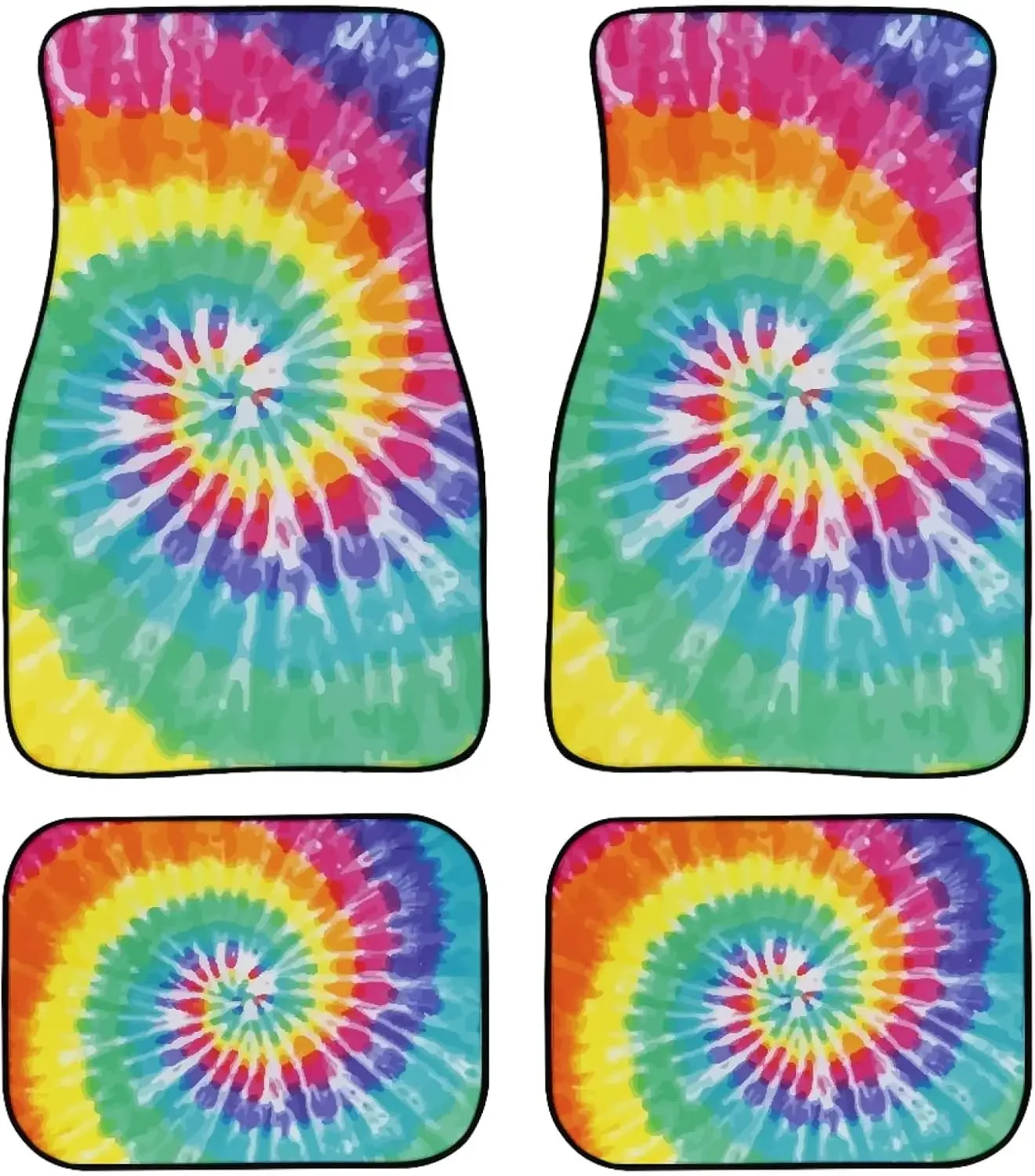 

Автомобильные коврики Rainbow Tie Dye, изготовленные на заказ акварельные спиральные иллюстрации радужного цвета в современном стиле, напольные коврики