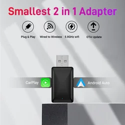 NEW Wireless Mini Box 2in1 CarPlay Android Auto Wireless Mini Box Adapter Smart Plug And Play Dongle Bluetooth WiFi Fast Connect