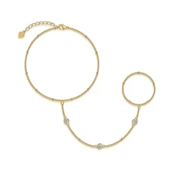 925 Silver Iced D Color Moissanite Bubble Bracelet 18k Gold Plated Fine Jewelry Two Wear Finger Ring Chain Bracelets Pass Tester
