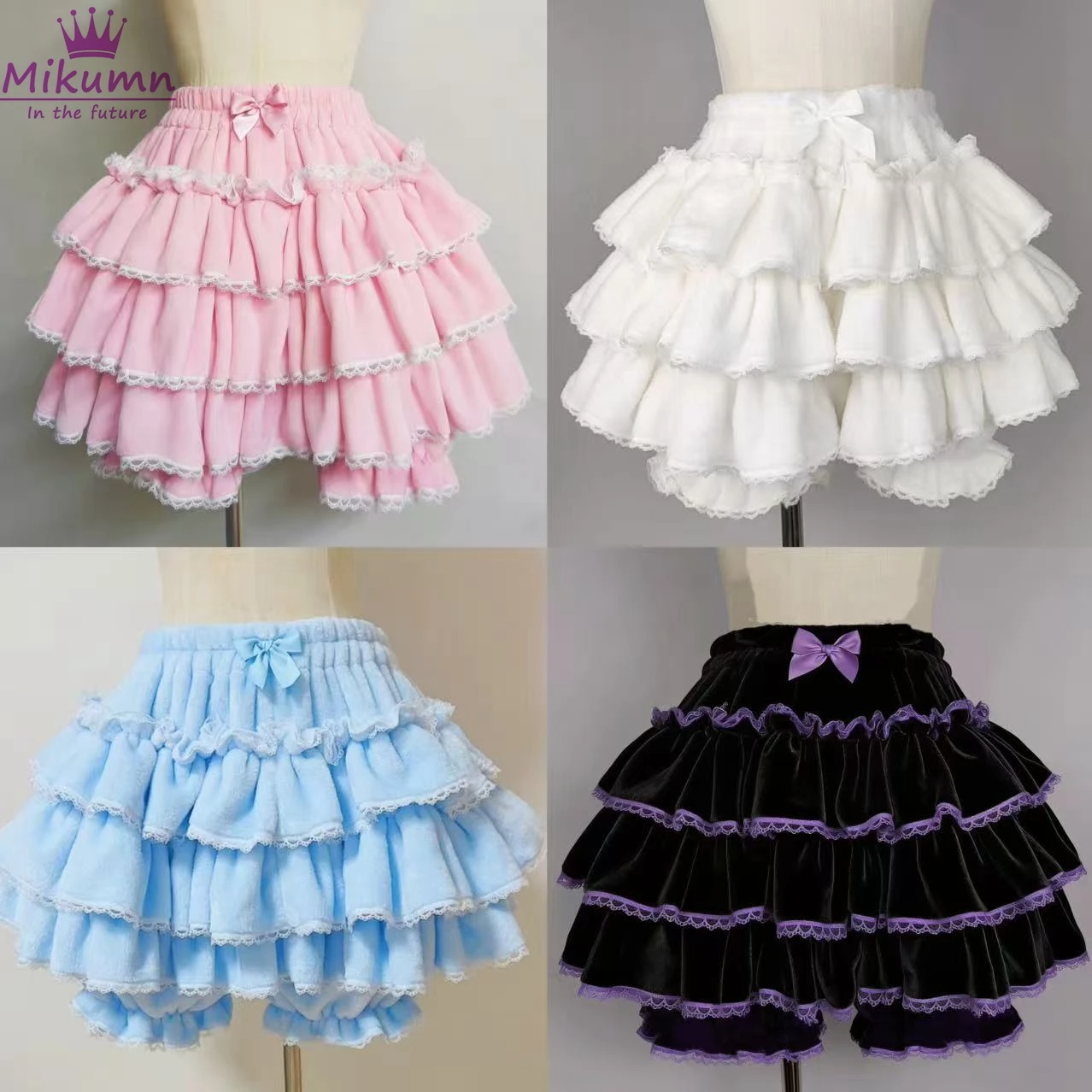Harajuku Y2k słodkie różowe białe spodnie dyni Lolita jesienno-zimowa JK pluszowe spodenki japońskie Kawaii Ruffles latarnia szorty