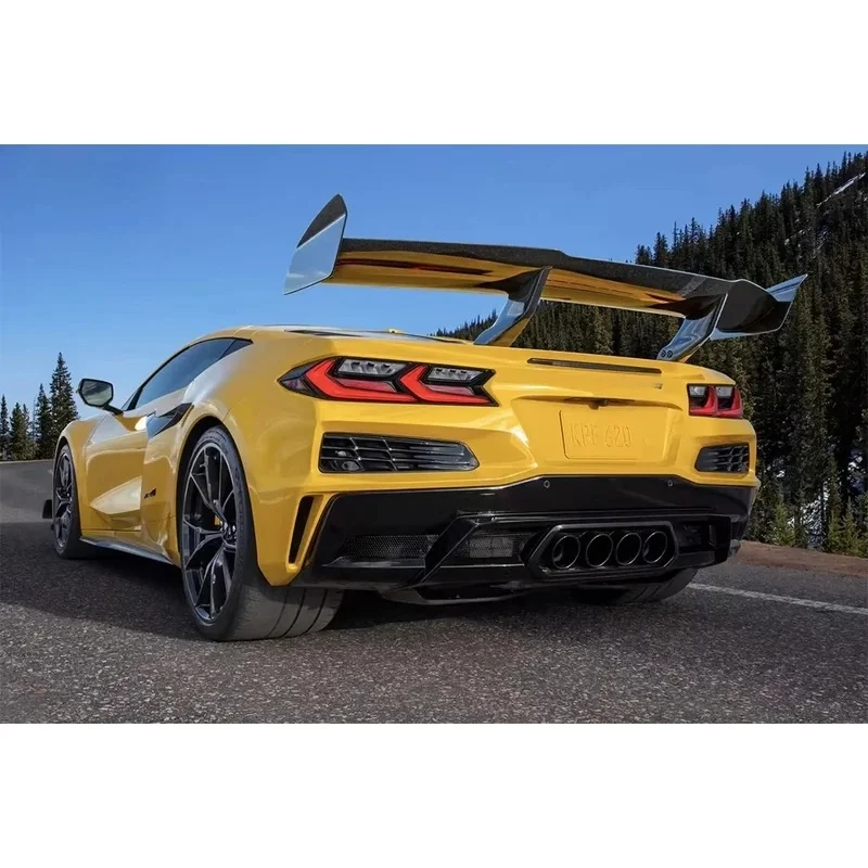 Dry Carbon Fiber ZR1 Style Rear Spoiler Tail Wing Fit for Corvette C8 ZR1 Z51 Bolt-On Easy Install Body Kit Parts