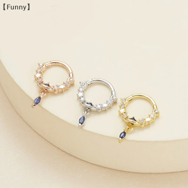 〔Funny〕Titanium Steel Nose Ring Blue Planet Series Perforated Cartilage Ring Jewelry