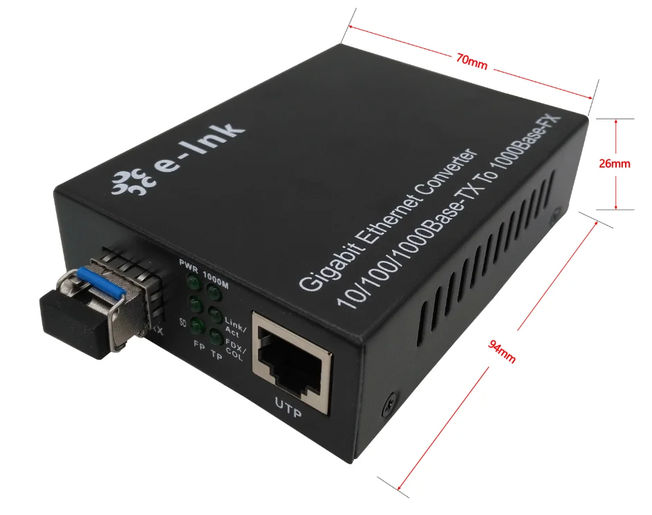 10/100/1000M Gigabit Ethernet Media Converter SFP Slot with DIP Switch