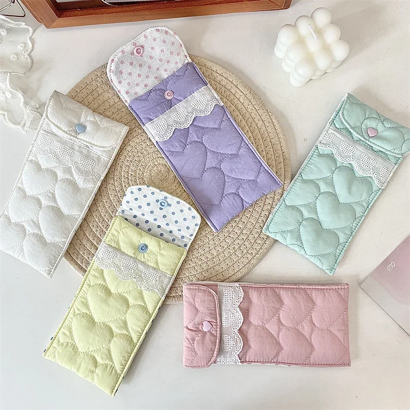 1Pcs Quilted Love Candy Colored Glasses Bag Sunglasses Protector Ins Style Coin Purse Anti-scratch Portable Lipstick Storage Bag