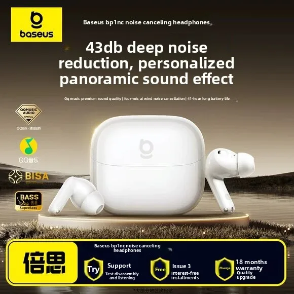 Baseus BP1 NC Wireless Bluetooth Earbuds with Hybrid ANC 30H Playtime HiFi Sound in Ear Headphones for Sports and Work