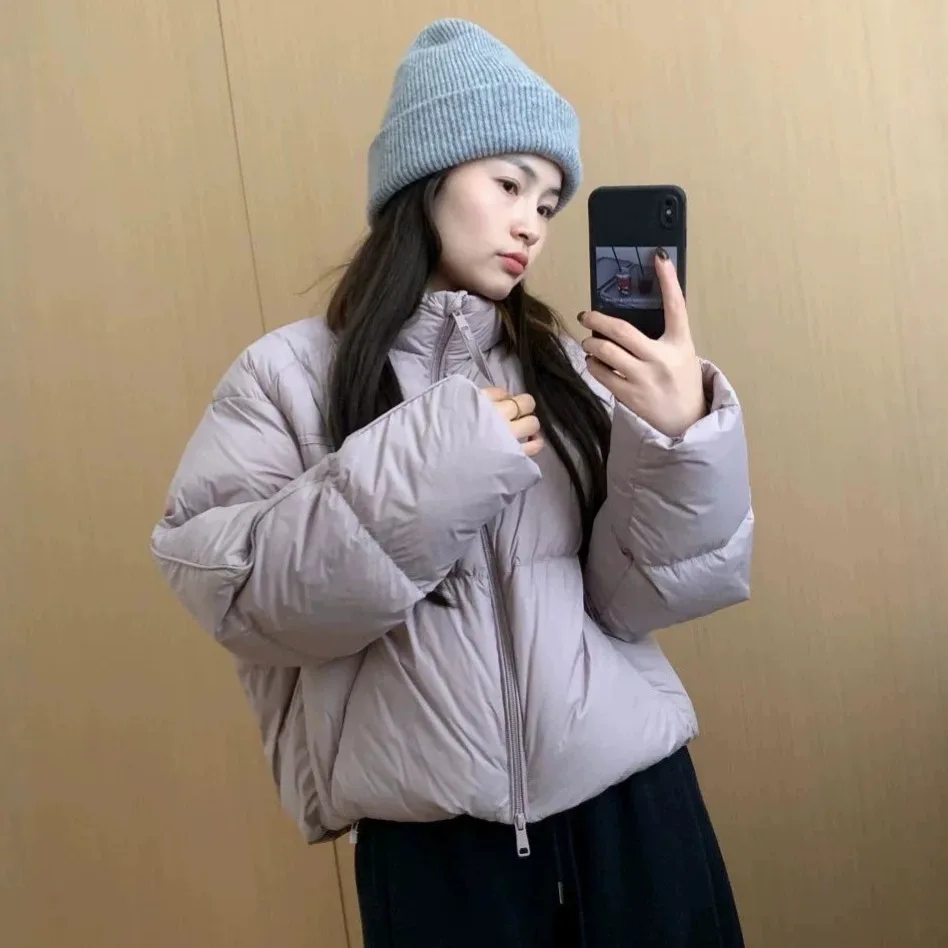 Winter Waterproof Fluffy Short Down Jacket Women White Duck Down Quilted Outwears Female Solid Warm Double Zipper Parker Jacket