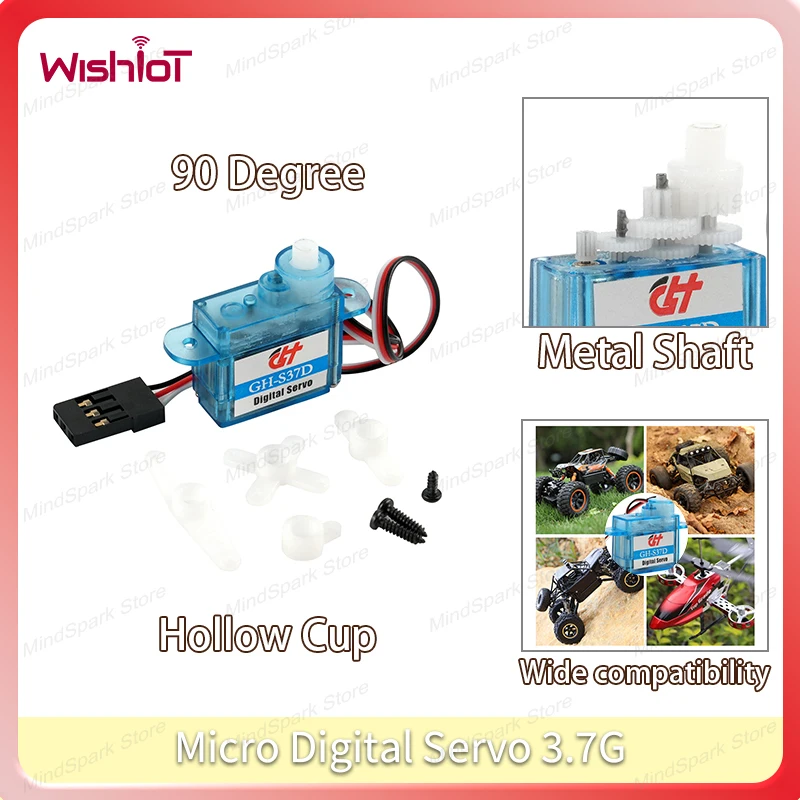 Mikro-Digitalservo, 3,7 g, Hohlbechermotor, hochpräzises Getriebe, 90-Grad-Servos mit hohem Drehmoment für DIY Smart Car Robot Aircraft Toys