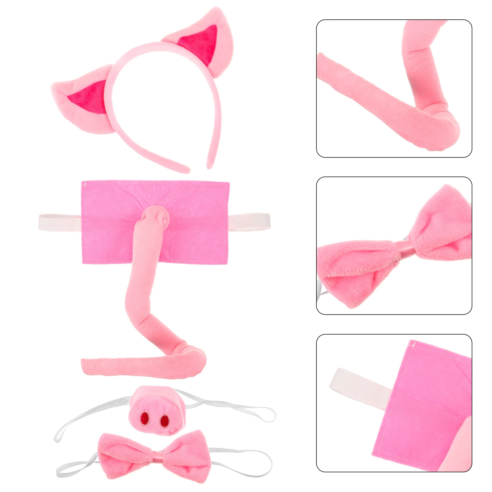 

1Set Adorable Pig Ears Headband Nose Bowtie Cosplay Props Stage Performance Costume Kids Party Accessory Kids Animal Costume