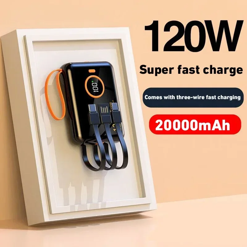 Xiaomi New 120w Power Bank 20000mah Fast Charging Portable Backup Power Bank with USB-a USB-c Lightning Cable Free Shipping